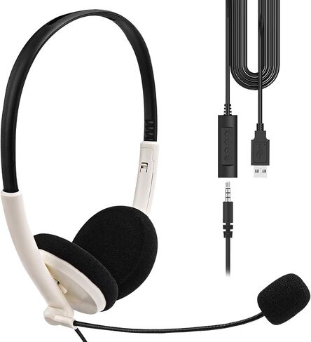 GEEKRIA USB Headset with Mic and Mute Option, Wired Headphone for PC, Laptop, Tablet, Computer Headset with Noise Cancelling Microphone, All Day Comfort for Meetings, Call Center, School (Red) in Saudi Arabia