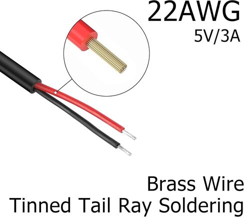 YAODHAOD USB A Female 2 Pin Bare Wire, 22AWG 5V 3A USB 2.0 Female Plug to Bare Wire Open End Extension Cable,for USB Equipment Installed or Replace Repair DIY Cable (5pcs) (USB A 2.0 Female 2 Pin) in Saudi Arabia