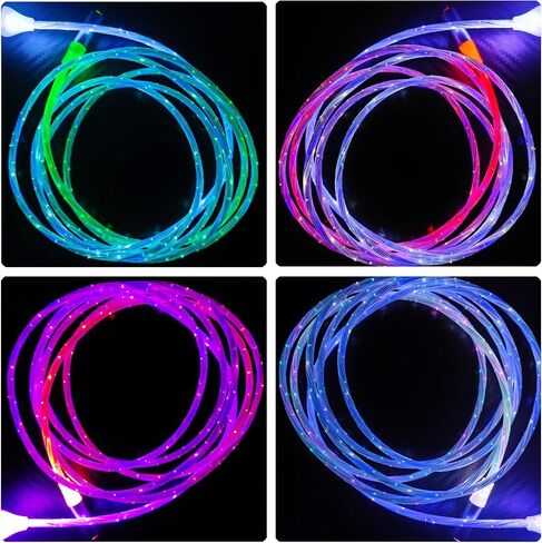 6.6ft/2m Type C Cable 3A Fast Charging Switch on/Off Led Light up Charger Cable Visible RGB Color Changing USB A to USB C Data Sync Cord for Samsung Galaxy S21/S20/S10/S9/Note 20/10/9/8 in Saudi Arabia