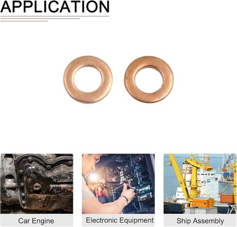4mmx12mmx1mm(IDxODxT) Flat Copper Sealing Washers - 20Pack - Good for Industrial Machinery M4 Screws - Copper Flat Ring Gaskets in Kuwait
