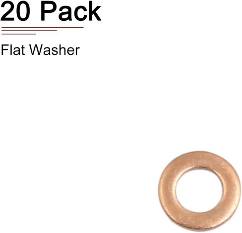 4mmx12mmx1mm(IDxODxT) Flat Copper Sealing Washers - 20Pack - Good for Industrial Machinery M4 Screws - Copper Flat Ring Gaskets in Kuwait
