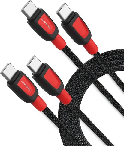 USB C to USB C Cable 120W 2-Pack, 6ft+10ft USB Type C Cable Fast Charging Compatible with iPhone 16 Pro max/15 Samsung S22 Ultra, MacBook Air/Pro iPad Mini 6/iPad Pro Pixel 6, Black&Red in Saudi Arabia