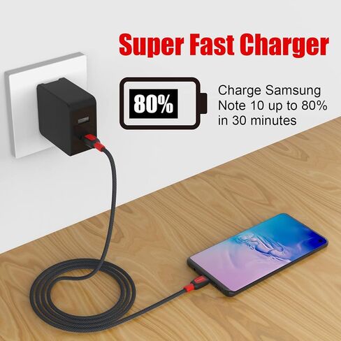 USB C to USB C Cable 120W 2-Pack, 6ft+10ft USB Type C Cable Fast Charging Compatible with iPhone 16 Pro max/15 Samsung S22 Ultra, MacBook Air/Pro iPad Mini 6/iPad Pro Pixel 6, Black&Red in Saudi Arabia