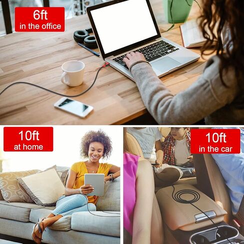 USB C to USB C Cable 120W 2-Pack, 6ft+10ft USB Type C Cable Fast Charging Compatible with iPhone 16 Pro max/15 Samsung S22 Ultra, MacBook Air/Pro iPad Mini 6/iPad Pro Pixel 6, Black&Red in Saudi Arabia