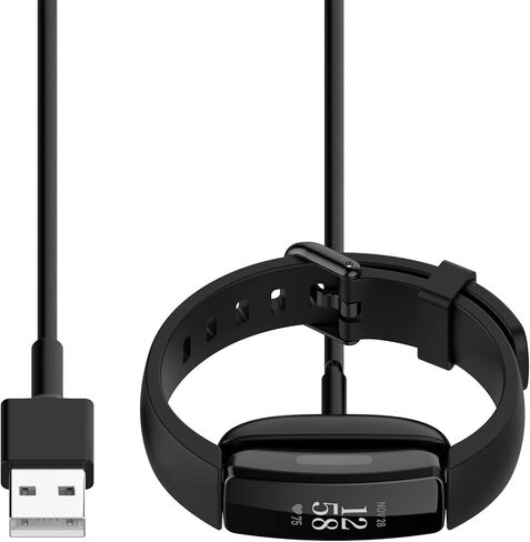 FitTurn Compatible with Fitbit Inspire 2 & Inspire 2 HR Charger USB Charger 3.3ft & 30cm Replacement USB Charger Charging Cable Base Data Sync for Inspire 2 HR Fitness Tracker (30cm-Black) in Saudi Arabia