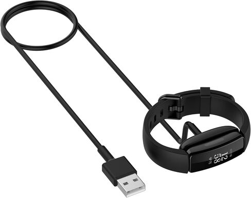 FitTurn Compatible with Fitbit Inspire 2 & Inspire 2 HR Charger USB Charger 3.3ft & 30cm Replacement USB Charger Charging Cable Base Data Sync for Inspire 2 HR Fitness Tracker (30cm-Black) in Saudi Arabia