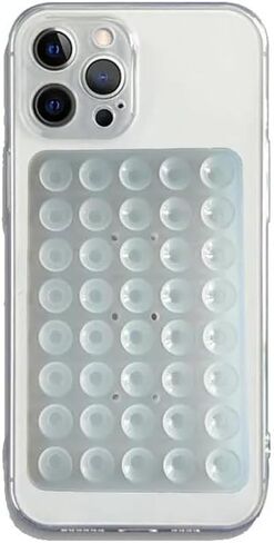Silicone Phone Case Adhesive Mount with 40 Suction Cups for Selfie and Video, Phone Tripod Stand, Phone Holder for Car, Bike, Motorcycle, Boat, Desktop, Bed (Large) (Transparent) in Saudi Arabia