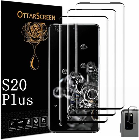 Galaxy S20 Plus Screen Protector, 3 Pack S20 Plus Tempered Glass Screen Protector, 1 Pack Camera Lens Protector, 9H Hardness Tempered Glass Screen Protector for Samsung Galaxy S20 Plus【3+1 Pack 】 in Saudi Arabia