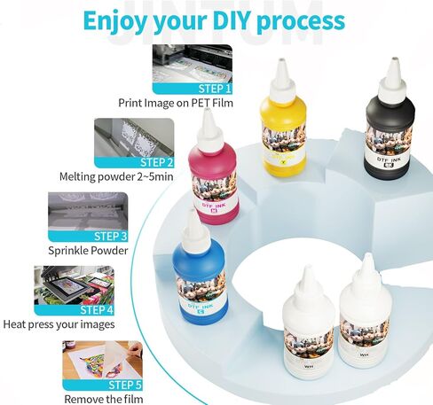 حبر DTF ممتاز 1500 مل - 250 مل 6 عبوات، إعادة تعبئة حبر طابعة DTF لطابعة نقل Epson DTF لطابعة Epson ET-8500، XP-15000، L1800، لطباعة فيلم نقل الحرارة DTF (2W+1B+1C+1M+1Y) in Kuwait