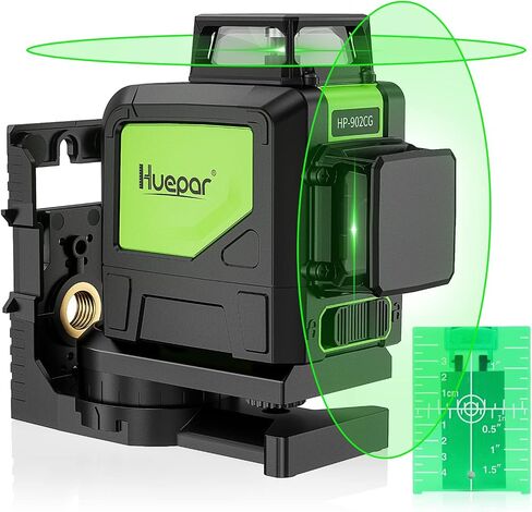 Huepar 901CG مستوى ليزر ذاتي التسوية، أداة ليزر متقاطعة بشعاع أخضر 360 درجة، محاذاة خط أفقي 360 درجة مع وضع النبض، قاعدة محورية مغناطيسية متضمنة in Saudi Arabia