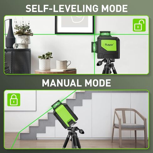 Huepar 901CG مستوى ليزر ذاتي التسوية، أداة ليزر متقاطعة بشعاع أخضر 360 درجة، محاذاة خط أفقي 360 درجة مع وضع النبض، قاعدة محورية مغناطيسية متضمنة in Saudi Arabia