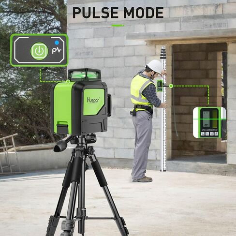 Huepar 901CG مستوى ليزر ذاتي التسوية، أداة ليزر متقاطعة بشعاع أخضر 360 درجة، محاذاة خط أفقي 360 درجة مع وضع النبض، قاعدة محورية مغناطيسية متضمنة in Saudi Arabia