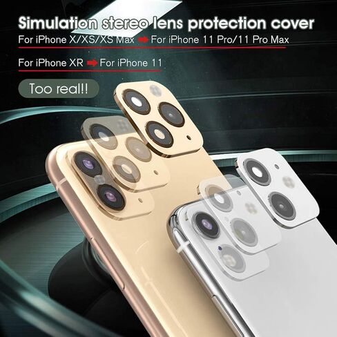 iPhone XR/X Convert to iPhone 11/11 Pro/11 Pro Max Lens Sticker, Camera Lens Protector for iPhone XR/X/XS/XS Max,Upgraded Camera Cover Anti-Scratch Tempered Glass film,Change to New iPhone in Saudi Arabia