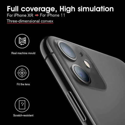 iPhone XR/X Convert to iPhone 11/11 Pro/11 Pro Max Lens Sticker, Camera Lens Protector for iPhone XR/X/XS/XS Max,Upgraded Camera Cover Anti-Scratch Tempered Glass film,Change to New iPhone in Saudi Arabia