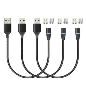 N. NETDOT Gen12 Magnetic Fast Charging Data Transfer Cable Compatible with Micro-USB & USB-C Smartphones Come with 2 Connectors Each Cable[1ft,3 Pack Black]