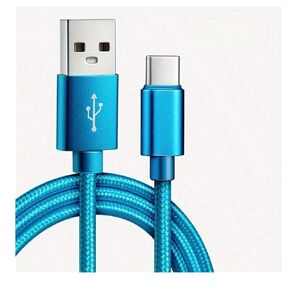 Heavy Duty Quick Fast Charge USB-A to USB-C Data Phone Charger Cable, 80W, Aluminum Alloy Interface, Nylon Braided, Fast Charging, Blue (3M (9.84 FT))