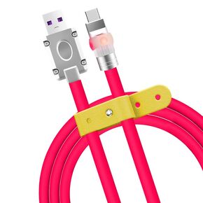 chubbycable Neon Chubby - Fast Charge UFO Neon Cable Durable Charging Cable Ultra-Thick Silicone LED Light Up Phone Charger Cord, Transparent, Type-C to Type-C, 1.6FT