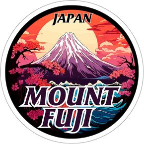 Mount Fuji Japan Sticker Weatherproof Vintage Decal Vinyl Small Waterproof for Water Bottle Mug Passport Book Scrapbook Notebook Laptop Tumbler Skateboard Computer Phone Size 4" Funny Gift ID44990