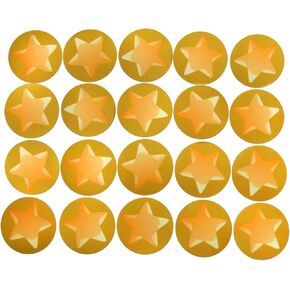Novel Merk Gold Star Vinyl Stickers - 2" Round Individual Decals for Laptop, Water Bottle, Phone, Party Favors, & Decor - Adheres to Clean Surfaces Waterproof & Repositionable (20 Pack)