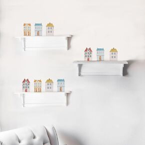 32 PCS Modern Farm Building Wall Decals Peel and Stick, PVC Watercolor Nursery Wall Sticker, Colorful Village Wall Art Decor Decal for Kids Bedroom Playroom Baby Room Classroom Decor