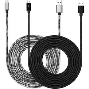 Micro USB Cable 10ft with 3A Fast Charging, 2Pack Ultra Durable 10ft Nylon Braided Charger Cords for Galaxy S7/S6/J8/J7 Note 5,Kindle,LG,PS4,Camera,Xbox One and More (Red + Blue)