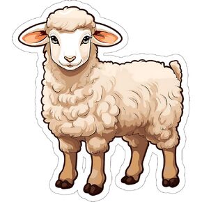 Sheep Sticker Travel Outdoors Decal Vinyl Small Waterproof for Water Bottle Mug Passport Book Scrapbook Notebook Laptop Tumbler Skateboard Computer Phone Size 4" Funny Gift ID44990