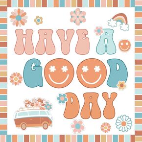 ZOiiWA Groovy Retro Bulletin Board Decoration Groovy Hippie Classroom Decoration Set Boho Ready for A Groovy Year Hippie Bulletin Board Kit School Bus Guitar Cutouts for School Home Office Wall Decor
