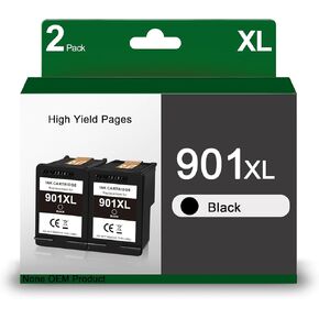 901XL Black Ink Cartridges Replacement for HP 901 901XL Combo Pack use with OfficeJet J4680 J4580 J4550 J4680c J4500 J4624 J4660 J4640 J4524 Printer (2-Black)