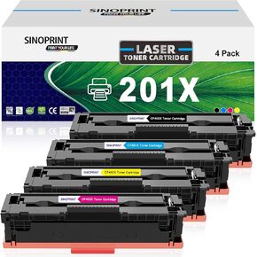 201X 201A MFP M277dw Toner Cartridges 4 Pack Compatible for HP 201X 201A Color Laserjet Pro MFP M252dw M277c6 CF400X CF401X CF402X CF403X M252 M277 Printer Ink (Black Cyan Yellow Magenta, 4-Pack)