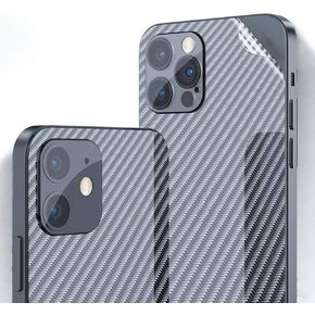 For iPhone 12 Pro Max Back Screen Protector 3D Carbon Fiber Ultra Thin Protective Film-2 packs-Transparent