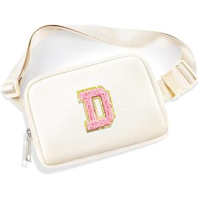 Fanny Pack Belt Bag for Women Small Crossbody Bag with Initial Letter Cute Preppy Trendy Travel Pouch Personalized Birthday Gifts Mothers Day Gifts for Mom Daughter Wife Her Beige J