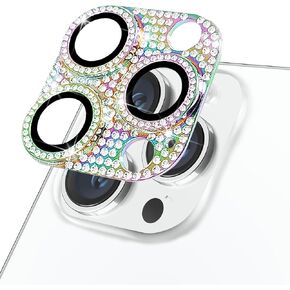 Designed for iPhone 14 Pro and 14 Pro Max Camera Lens Protector, Bling Rhinestone Sparkle Diamond 9H Tempered Glass Lens Cover Shockproof Full Protective Camera Cover, Colorful