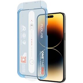 FLOLAB NanoArmour ONETIME PRO Anti Reflective for iPhone 14 Pro Privacy Screen Protector Best iPhone Tempered Glass Protects your Privacy - Durable, Smooth, Easy to Install, Dust Free