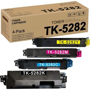 4 Pack (1BK+1C+1M+1Y) TK5282 TK-5282 1T02TW0US0 1T02TWCUS0 1T02TWBUS0 1T02TWAUS0 Toner Cartridge Replacement for Kyocera Ecosys M6235cidn(1102V02US1) M6235 M6635cidn P6235 Toner Kit Printer
