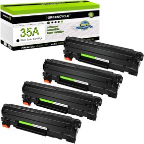 greencycle 4 PK Compatible CB435A 35A Black Laser Toner Cartridges Replacement for HP Laserjet P1005 P1006 P1007 P1008 P1009 Printer