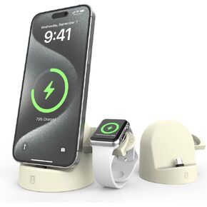 2 in 1 Charging Station for iPhone&Apple Watch,15w Charging Stand,Silicone Charging Dock Holder for iPhone16/15/Pro/Mini/Pro Max/Samsung/Android,iWatch Series9/8/7/6/5/4/3/2/SE/Ultra/Ultra2 USB-C