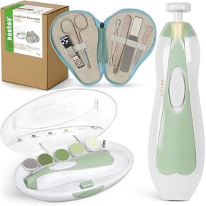 haakaa Electric Nail Care Set & Pear-FECT Manicure Kit, Baby Nail Clippers Kit for Newborns, Toddlers or Adults - Fingernail and Toenail Care, Baby Healthcare and Grooming Kit in Shell Pink