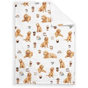 Dog Baby Blanket for Boys Girls Goldendoodle Flannel Baby Receiving Swaddle Blankets Dog Crib Stroller Nursery Bed Blanket Neutral for Newborn Infant Toddler Soft Lightweight Puppy, White