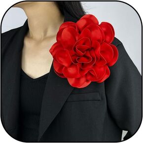 3Pcs Flower Brooch Pins for Women Denim Light Blue Large Camellia Flower Brooches Lapel Pins for Wedding Party Promance Dance Dress Clothes Accessories Costume