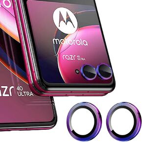 [2-Pack Camera Lens Protectors for Motorola Razr 40 Ultra, Scratch-Resistant HD Clarity Ultra-Thin Tempered Glass Camera Cover with Aluminum Edging,Individual Metal Lens Cover,Colorful