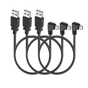 Right Angle Micro USB Cable 1ft, Short Charger Cord Data Transfer Compatible for Samsung Android S7, Kindle, Fire TV (3-Pack)