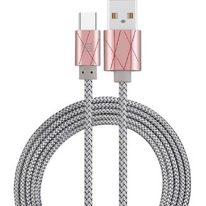 كابل USB C من LAX Gadgets - كابل شحن USB-C مجدول من النايلون ونقل البيانات - USB A إلى USB C لهواتف Android وGoogle Pixel وApple MacBook وSamsung Galaxy - 6 أقدام - قوس قزح (USBC6BOW) in Kuwait