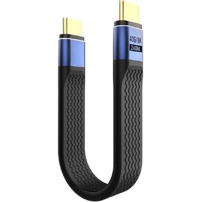 TiMOVO Short USB C to USB C Cable, 240W USB Type C Charger Data Cable with 8K Display, 40Gbps USB 4.0 OTG Adapter for Thunderbolt 4/3, iPad, MacBook, iPhone 15/16 Plus Pro Max, Samsung, Blue + Black