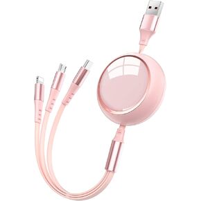 كابل شحن متعدد HianDier بطول 4 أقدام 3 في 1 كابل شحن سريع ومزامنة البيانات وكابل شحن قابل للسحب USB إلى Lightning/USB C/Micro للهواتف المحمولة، iPhone، iPad، Samsung Galaxy، PS، الكمبيوتر اللوحي in Kuwait