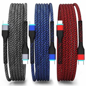 USB C to USB C Cable 10ft - 3Pack 60W USB C Charger Cable Type C Charging Cable Cord Fast Charging USBC to USBC Cable Compatible with iPhone 15 Pro Max iPad Pro Air Mini MacBook Galaxy S24 S23