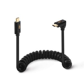 3.9ft 40Gbps USB 4.0 Type C Coiled Cable, Left & Right Angle Male to Up & Down Angle Male 240W 5A PD USB C 4.0 Spring Spiral Cord for Smartphones, Laptops, Thunderbolt 3,Support 8k@60Hz