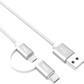 Nylon braided Charger Cord Fit for OontZ Angle 3 (4th Gen)/Pro Dual/Ultra (4th Gen)/Pro/Shower/RainDance,Angle Solo Bluetooth Speaker Micro USB TYPE C 2 in 1 Charging Cable Power Supply Adapter