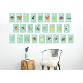 English Alphabet 08x10 Inch Print Wall Cards, Our World, Nature Themed, Kid's Wall Art, Nursery Decor, Kid's Room Decor, Gender Neutral Nursery Decor