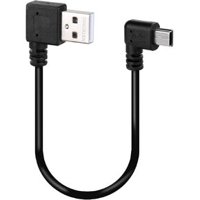 Mini USB Data Cable 10INCH 90 Degree USB Right Angle Nickel Plated Short USB 2.0 -A-Male-4Pin to Right Angle Mini-B-5Pin for syncing and charging smartphones,GPS,external hard drives (Black)
