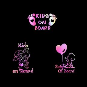 3pcs Baby on Board Sticker for Car Kids on Board Car Decal Cute Footprint Baby Kids Safety Warning Sticker Car Window Bumper Sticker Vinyl Decal Baby in Car Sticker (Dazzle Color)